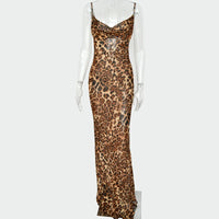 Julissa Mo Women's Leopard Print V-Neck Bodycon Maxi Dress