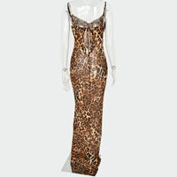Julissa Mo Women's Leopard Print V-Neck Bodycon Maxi Dress