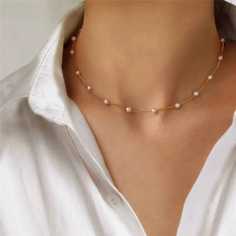 LATS Heart Double Layer Pearl Choker