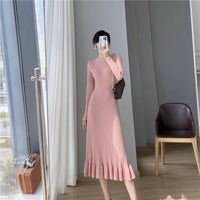 Solid Knitted Midi Dress