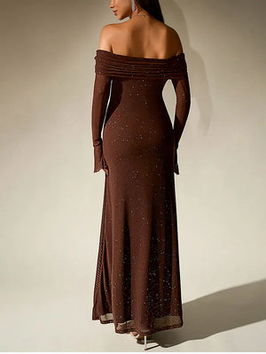 NewAsia Women's Sequin Mesh Maxi Dress