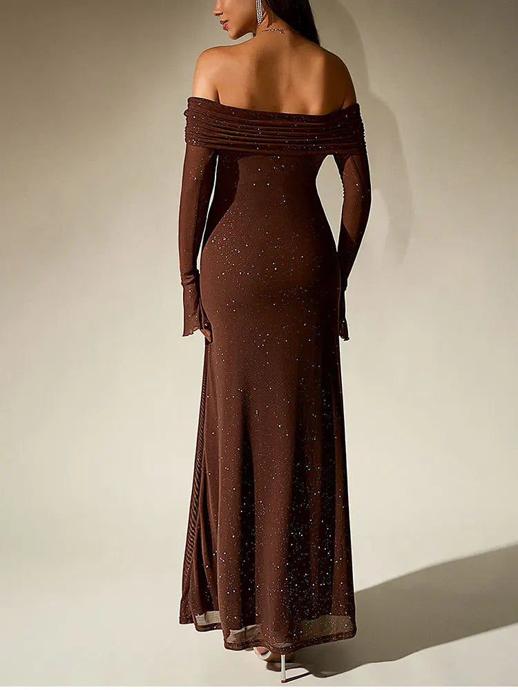 NewAsia Women's Sequin Mesh Maxi Dress