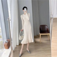 Solid Knitted Midi Dress
