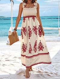 Summer Floral Spaghetti Strap Long Dress for Women