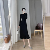 Solid Knitted Midi Dress
