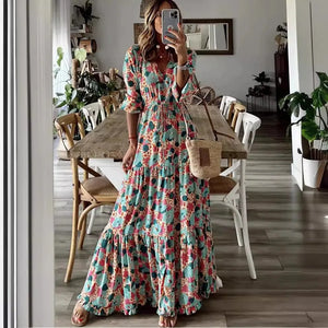 Elegant Women’s Flower Long Dress