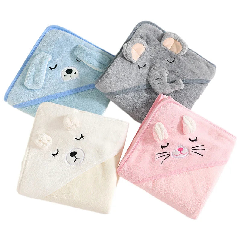 Cartoon Animal Hooded Baby Towel Soft Swaddle Blanket & Bathrobe