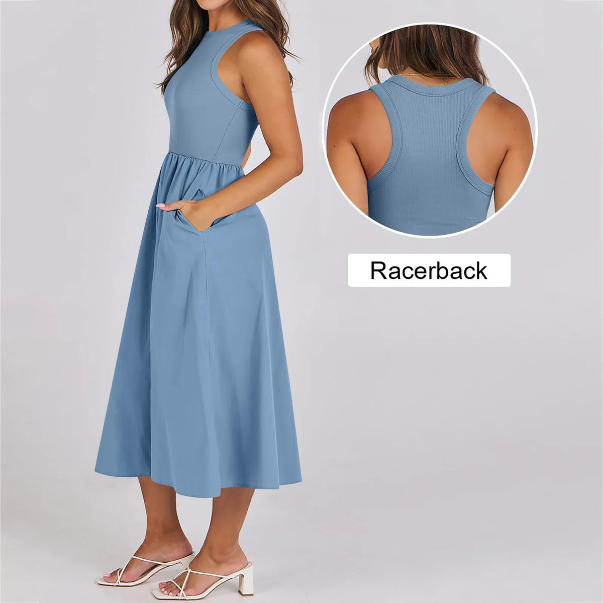 Sleeveless Patchwork Knit Racerback Sundress