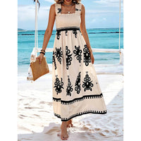 Summer Floral Spaghetti Strap Long Dress for Women