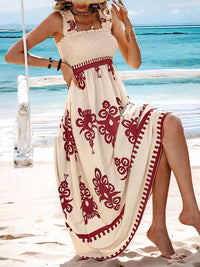 Summer Floral Spaghetti Strap Long Dress for Women