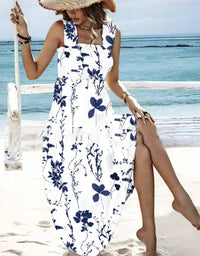 Summer Floral Spaghetti Strap Long Dress for Women