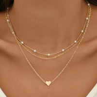 LATS Heart Double Layer Pearl Choker