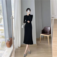 Solid Knitted Midi Dress
