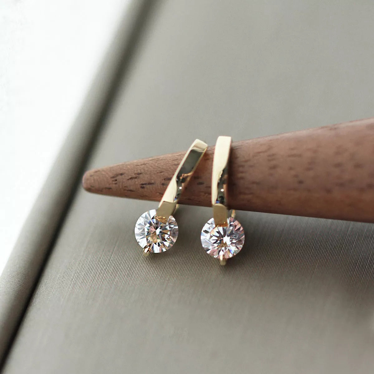 Zircon Gold Stud Earrings