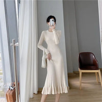 Solid Knitted Midi Dress