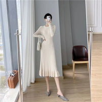 Solid Knitted Midi Dress