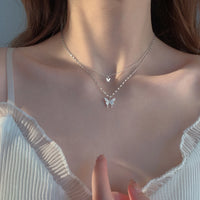 Double Layered Butterfly Necklace for Women