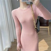 Solid Knitted Midi Dress