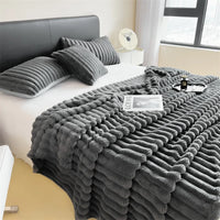 Solid Color Thickened Wide Striped Multifunctional Blanket
