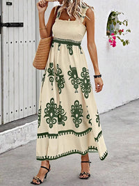 Summer Floral Spaghetti Strap Long Dress for Women