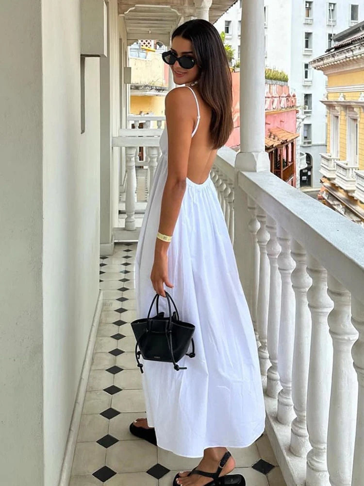 Sexy Backless V-Neck Midi Dress