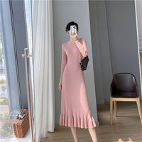 Solid Knitted Midi Dress