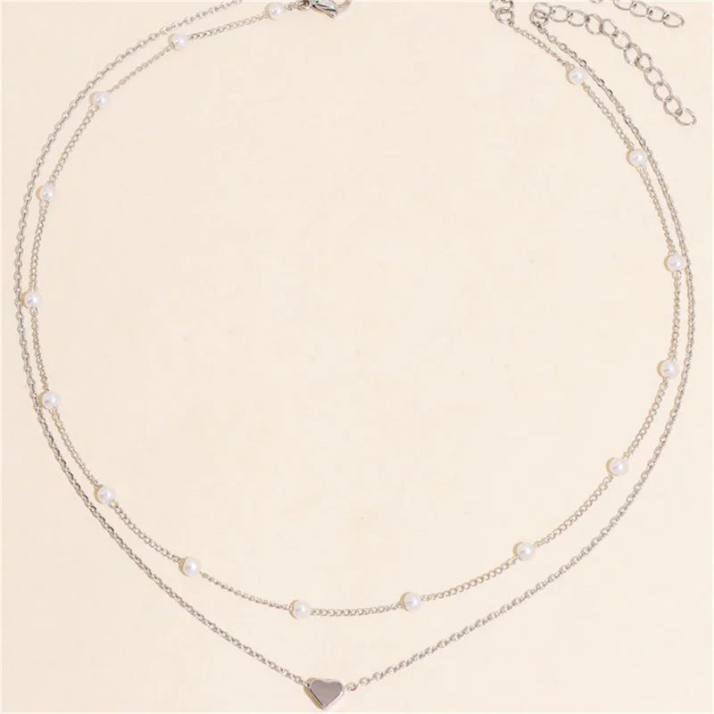 LATS Heart Double Layer Pearl Choker