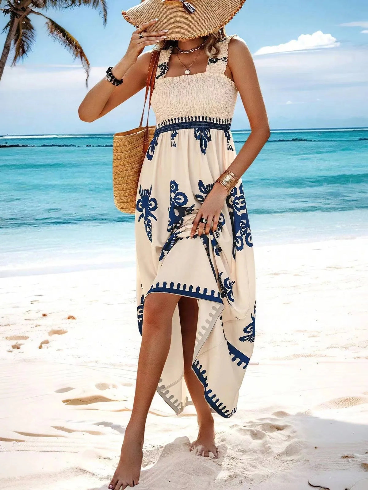 Summer Floral Spaghetti Strap Long Dress for Women