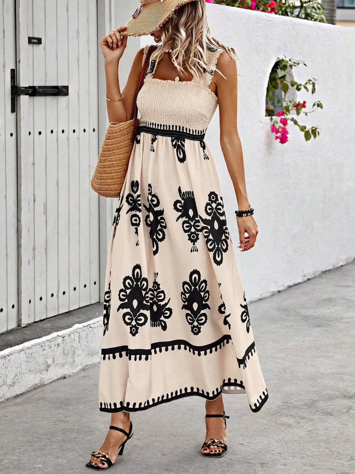 Summer Floral Spaghetti Strap Long Dress for Women