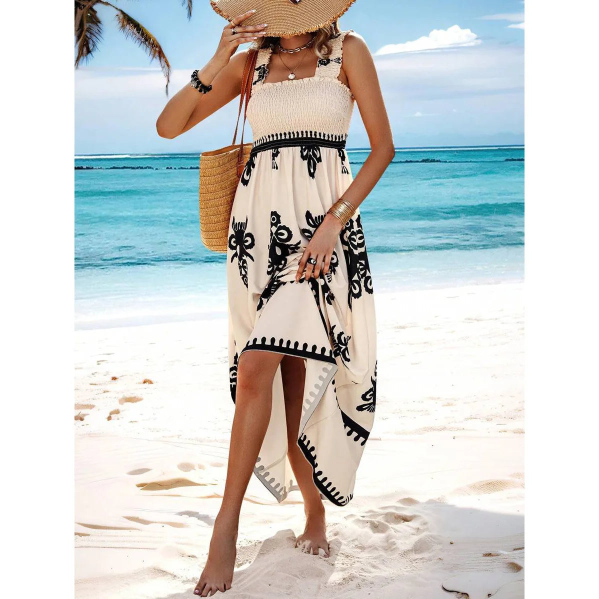 Summer Floral Spaghetti Strap Long Dress for Women