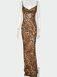 Julissa Mo Women's Leopard Print V-Neck Bodycon Maxi Dress