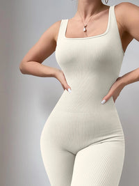 Solid Color Sleeveless Yoga Jumpsuit