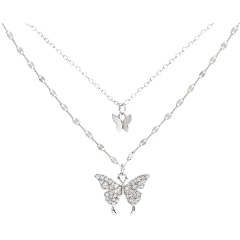 Double Layered Butterfly Necklace for Women
